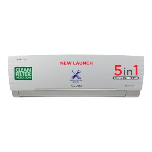 Lloyd 1.0 Ton 3 Star Inverter Split AC (5 in 1 Convertible, 100% Copper, Anti-Viral + PM 2.5 Filter, 2023 Model, White with Chrome Deco Strip, GLS12I3FWAEV)
