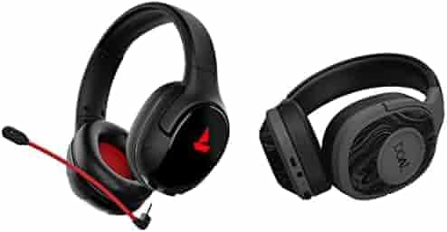 boAt Immortal Im 1300 Gaming Bluetooth Wireless Over Ear Headphones (Black Sabre) & Rockerz 550 Over Ear Bluetooth Headphones with Upto 20 Hours Playback, 50MM Drivers(Black)