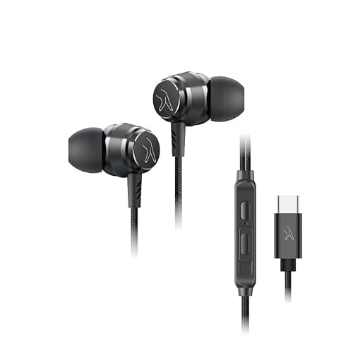 FINGERS Soundbounce Type-C Wired Earphones with Sleek Metal Earbuds, Built-in Mic, Neodymium Driver for Punchy Bass, Angular Earbuds with Anti-Static ...
