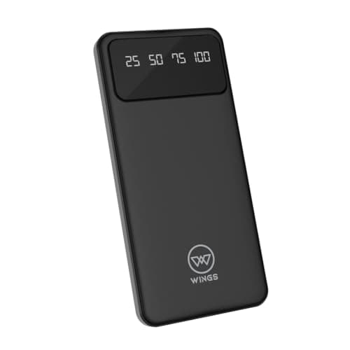 Wings Hyper Charge 10000mAh Power Bank,20W Powerbank Fast Charging,Dual Output Powerbank with Fast PD Output,Li-Polymer, Multi- Protection Powerbank f...