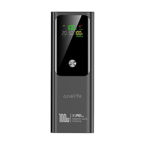 One Life Power 17-100W Fast Charging Power Bank | 20000mAh Battery | Triple Output | PD & Quick Charge | Compatible with MacBook, Type-C Laptops & Sma...