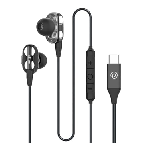pTron Boom Play X4 Dual Driver in-Ear Type C Wired Earphones with in-line HD Mic, Music Call Control, Ergo-fit, 1.2m Tangle-Free Cable, Wide Compatibi...