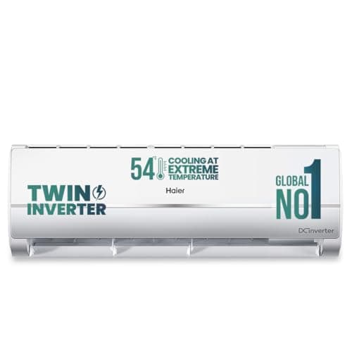 Haier 1.5 Ton 3 Star Twin Inverter Split AC (Copper, 5 in 1 Convertible, Anti Bacterial Filter, Cools at 54C Temp, Long Air Throw - HSU17V-TMS3BN-INV,...