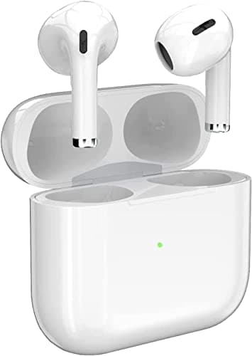 [Apple MFi Certified] AirPods Headphones Earbuds Headset with Touch Control, Noise Cancelling, Built-in Microphone with Charging case for iPhone/iOS/Android - White
