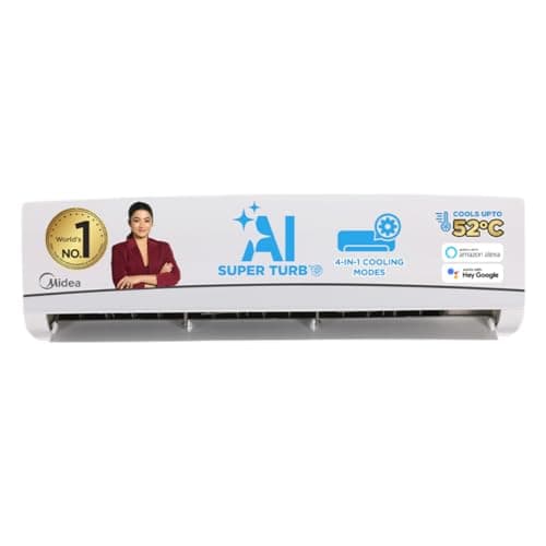 Midea 1.5 Ton 3 Star Smart Wi-Fi AI Gear Inverter Split AC (Copper, Convertible 4-in-1 Cooling,HD Filter with Auto Cleanser, SANTIS NEO DLX (Wi-Fi), M...