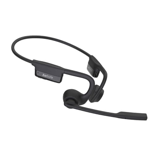 ng EarSafe Comm Open Ear Communication Bluetooth Headphone with Noise Cancelling Boom Adjustable Mic (Black) (2023 Model)