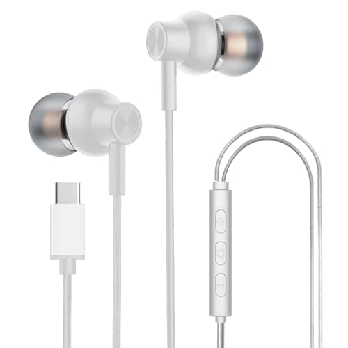 Kratos Tune V6 C Type Earphones Wired, 13mm Bass Drivers Earphone, Inline Control Type c Headphones with Mic, Comfort Fit Type c Earphone with Volume ...