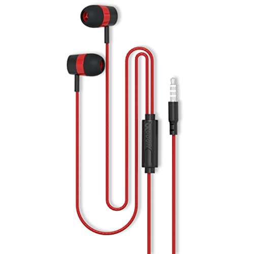 UBON Earphones with Mic, Rapper 2.0 Series UB-114, in Ear Wired Headphone for Extra Bass & HD Sound, 10mm Dynamic Driver, 3.5 mm Audio Jack Compatible with Mobile Phones, Tablets & Laptops (Red)