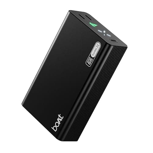 Boat EnergyShroom PB465 Turbo X 20000mAh Power Bank, 65W Turbo Fast Charging, Dual Type-C 2-Way Ports, LED Battery & Charging Indicators, Compact & Li...