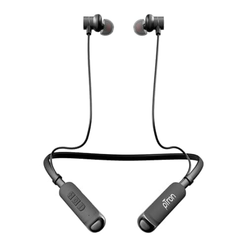 pTron Tangentbeat V2 w/ 50Hrs Playtime, Pristine Sound, Dual-Device Pairing, Bluetooth 5.4 Wireless In-Ear Earphones with Mic, Hall Switch Feature, Ma...