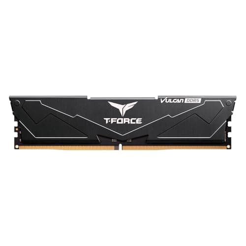 TEAMGROUP T-Force Vulcan 16GB 5200MHz (5200MT/s) CL40 Black DDR5 UDIMM Desktop Gaming Memory, Metal Heatsink, ECC, XMP 3.0/AMD Expo, Compatible with I...