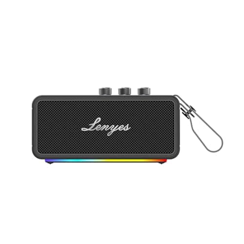 Lenyes S876 90W Bluetooth Speaker | 4000mAh Battery, IPX6 Waterproof, RGB Lights, Power Bank, AUX/USB/TF Card | TWS Stereo Pairing (Black)