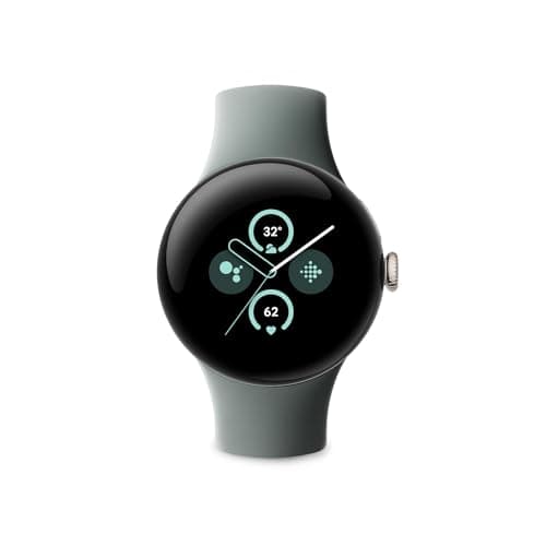Google Pixel Watch 2 with the Best of Fitbit - Heart Rate Tracking, Stress Management, Safety Features - Android Smartwatch - Champagne Gold Aluminum Case - Hazel Active Band - Wi-Fi