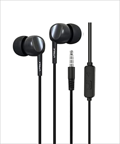 UTRAX Extra Bass Wired Earphones with Mic (in The Ear) - Black