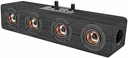 LANDMARK LM BT1024FM Stereo Channel Roar 20 Watts Dynamic Sound Wireless Wooden Finish Bluetooth Soundbar with USB/TF Card Support - Grey