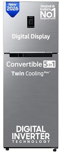 Samsung 301 L, 2 Star, Convertible 5-in-1 Digital Inverter with Display Frost Free Double Door Refrigerator (RT31H4522S9/HL, Silver, Refined Inox, 202...