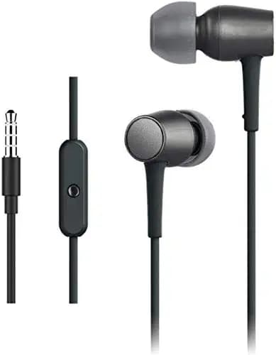 Meyaar R_Pluss Metal in-Ear Earbuds with High Bass for All Smartphones Headset with Mic Headphones Wired Earphone with Mic (Black)