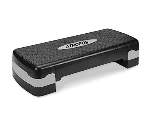 Atropos Aerobic Stepper for Cardio Workout with 2 Height Adjustments -[10&15 cm], 4 Anti-Skid Rubber's Pad on Legs & Slip-Resistant Platform for Extra Durability (Supports Upto 250Kgs). (Grey Black)