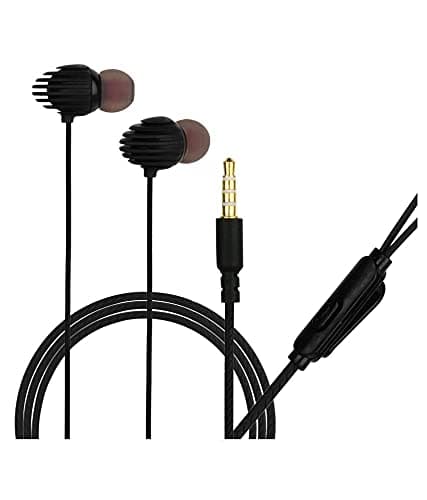 HITAGE Earphones HPB-231 Headphones Earplugs Headset High Definition Sound Deep Extra Bass Wired Earphone with in-line Mic Wide Compatibility Tangle Free Cable (Black)