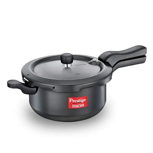 Prestige Svachh, 20278, 5 L, Sr. Pressure Pan, with deep lid for Spillage Control, Outer Lid, Aluminium, Black