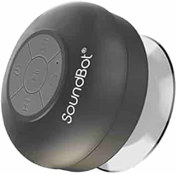 SoundBot® SB510 HD Water Resistant Bluetooth 3.0 Shower Speaker, Handsfree Portable Speakerphone with Built-in Mic, 6hrs of playtime, Control Buttons and Dedicated Suction Cup for Showers, Bathroom, Pool, Boat, Car, Beach, & Outdoor Use, Black
