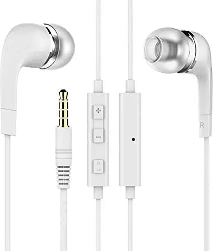 Earphones for Samsung Galaxy J7 Prime, Samsung Galaxy J5 Prime, Samsung Galaxy J5 2016, Samsung Galaxy J2 2016, Samsung Galaxy J7 2016, Samsung Galaxy A9 Pro Earphone Original Like Wired In-Ear Headphones Stereo Deep Bass Head Hands-free Headset Earbud With Built in-line Mic, Call Answer/End Button, Music 3.5mm Aux Audio Jack (YR8, White)