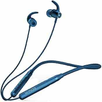Wings Sling100, Bluetooth 5.1 Wireless Neckband Earphones, Environmental Noise Cancellation, Vibration Alert 20 Hours Playtime - Blue, (WL-SLING100-BLU)