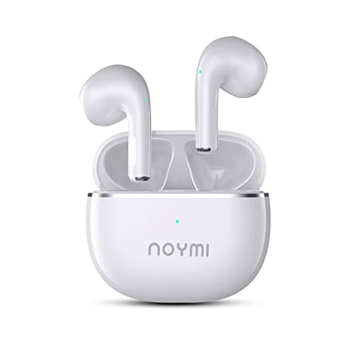 NOYMI True Wireless Bluetooth 5.1 in Ear Earbuds with Mic, 30 Hours Playtime, Bluetooth Earphones with 13MM Drivers,IPX4 Rating and Fast Charging (White)