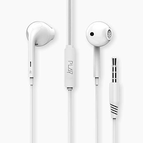 World Of PLAY, Play WE25 Wired Earphone, Headsets with Mic & 14.2 mm EBEL Drivers with Heavy Bass Audio - White