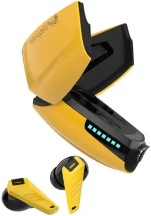 Aethon WingsPro Premium Gaming TWS Earbuds with AAC Quad Mic ENC, Ultra Low 50 ms Latency, True Deep Bass, USB-C Type Fast Charge, HD Calling, Ambient Lights and 35 hrs Playtime (Yellow)