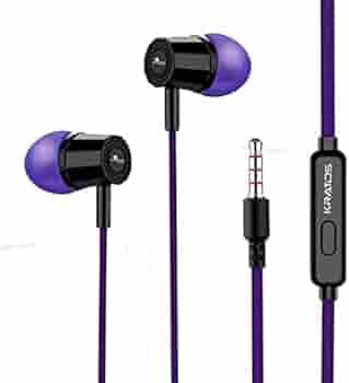 Kratos Thump Wired Earphones, Powerful Bass, HD Sound Quality Earphones, Tangle Free Cable, Comfortable in Ear Fit, with 3.5 mm Jack - Purple