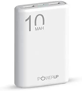 Powerup stay charged® Lithium-Polymer Mini Power Cube PowerBank with Small & Lightweight and Ultra-Compact Battery Dual USB Port For iPhone/iPad/Galaxy/Android Devices Power Bank (White, 10000mAh)