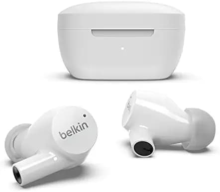 Belkin SOUNDFORM™ Rise True Wireless in-Ear Earbuds | IPX5 Sweat & Water Resistant | Up to 31 hrs. Playtime | Bluetooth 5.2 | Wireless Charging | Dual mic on Each Side | iOS & Android Devices | White