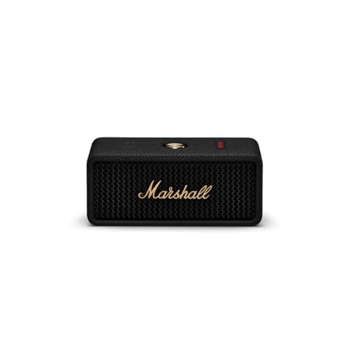 Marshall Emberton III Compact Portable Bluetooth Speaker with 32+ Hours of Playtime, (360 Sound), Dust & Waterproof (IP67)  Black & Brass.