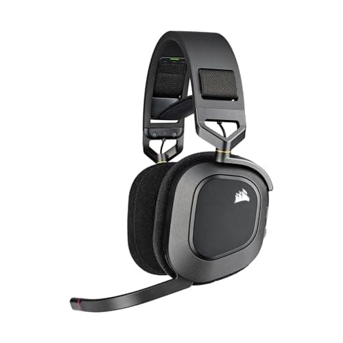 Corsair HS80 RGB Wireless Premium Gaming On Ear Headset with Dolby Atmos Audio (Low-Latency, Omni-Directional Microphone, 60ft Range, Up to 20 Hours Battery Life, PS5/PS4 Wireless Compatibility) Black