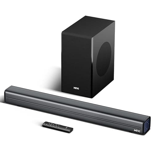 Mivi Fort Q200 Soundbar with 200W Surround Sound, 2.1 Channel soundbar with an External subwoofer, Multiple EQ and Input Modes, Remote Accessibility, ...