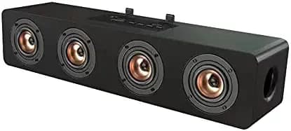 LANDMARK LM BT1024FM Stereo Channel Roar 20 Watts Dynamic Sound Wireless Wooden Finish Bluetooth Soundbar with USB/TF Card Support - Black