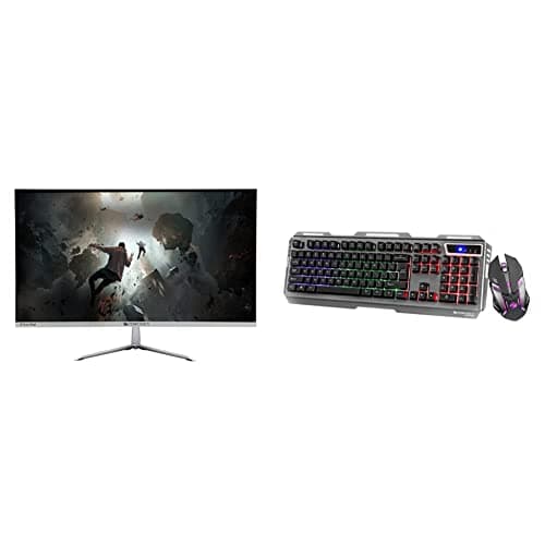 ZEBRONICS ZEB-A27FHD Ultra Slim LED Monitor with 68.5cm (27”) Wide Screen, 75Hz Refresh Rate, HDMI, VGA, 250cd/m² Brightness, Built in Speaker & Zeb-Transformer Gaming Keyboard and Mouse Combo