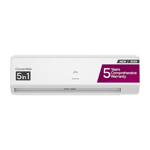 Godrej 1.5 Ton 5 Star, 5-In-1 Convertible Cooling, Inverter Split AC (Copper, 2025 Model, Heavy duty cooling at 52 C, AC 1.5T EI 18II5T WZS Split 5S, ...