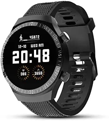 GIZMORE GIZFIT 909 Smartwatch with 15 Days Battery Life, 1.28” Full Touch HD Display, Heart Rate & SpO2 Monitoring, IP67 Water Resistance, 15 Sports Mode, Sleep Monitor & Multiple Watch Faces, Black