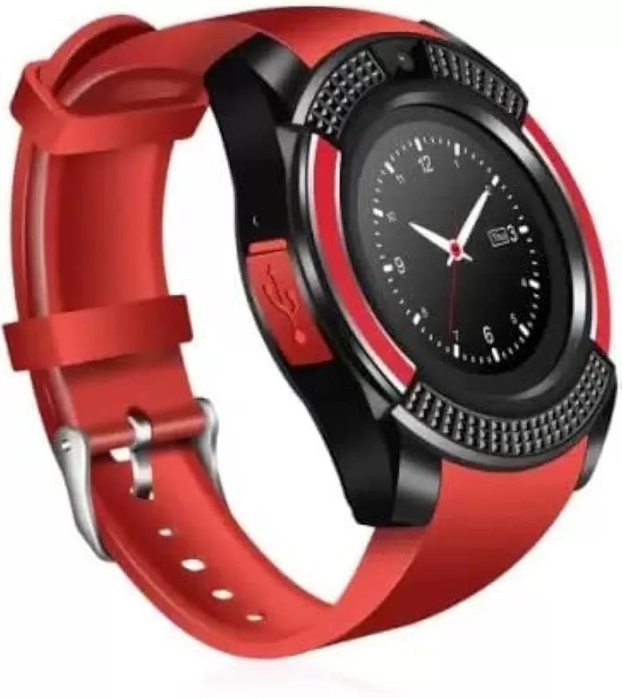 REZEK V8 Bluetooth Smartwatch, Smart Watch with SIM Slot and 32GB Memory Card Slot and Bluetooth and Fitness Tracker with All Mobile Phones Red