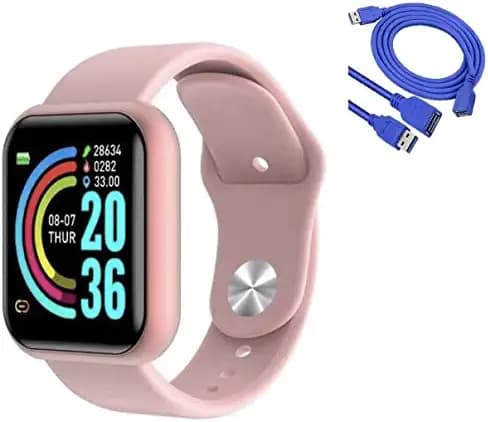 Original New T55 Plus Plus Series 7 44MM Infinity Screen RELOGIO SMARTWATCH Heart Rate ECG Daily Activity Tracker SMARTWATCH (D20 Pink with Charging Extension Cable)