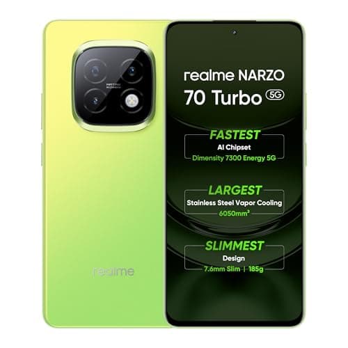 realme NARZO 70 Turbo 5G (Turbo Green, 8GB RAM,128GB Storage) | Segment's Fastest Dimensity 7300 5G Chipset | Motorsports Inspired Design