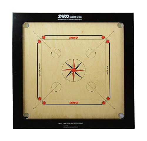 Synco Carrom Board Speedo Board Game Champion Bulldog Jumbo English Ply Wood with Coin, Striker & Powder, AICF Approved Used in National & International Tournament( Bulldog, 28mm) (Beige)for all ages