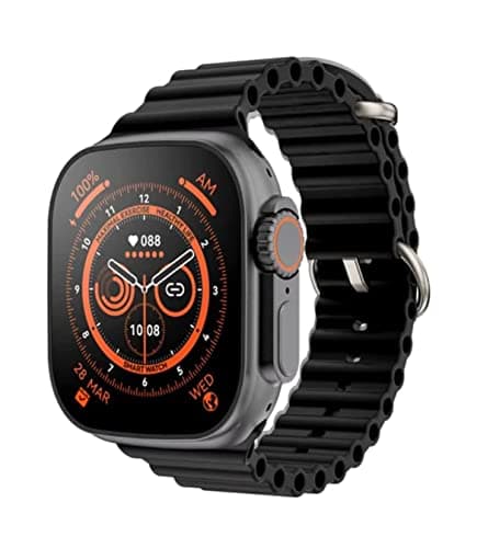 SAVINGS STORE T-800 Ultra Series 10 1.96" Biggest Display Smart Watch with Bluetooth Calling, Voice Assistant &123 Sports Modes, 8 Unique UI Interactions, SpO2, 24/7 Heart Rate Tracking (Black)