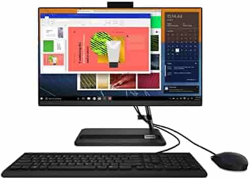 Lenovo IdeaCentre AIO 3 21.5 inches Full HD IPS All-in-One Desktop (AMD Ryzen 3/8GB/1TB HDD/Windows 11/MS Office 2021/AMD Radeon Graphics/HD 720p Camera/Wired Keyboard, Mouse), Black (F0G6008AIN)