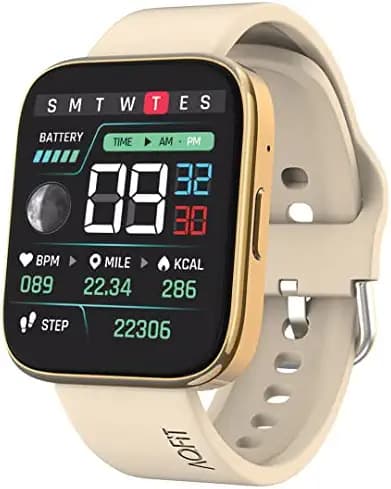 AQFIT W9 Quad Bluetooth Calling Smartwatch For Men and Women| 1.69" Full Touch Screen HD Display with Voice Assistant |SpO2 , Heart Rate Monitoring | Up to 10 Days of Battery Life | IP67 Water Resistant |(Gold)