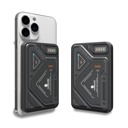 Kratos PB03 Stylish 10000mAH Magsafe Powerbank, 22.5w Wired & 18w Wireless Charging, Type C and Type A Dual Port Wireless Power Bank for iPhone & Sams...