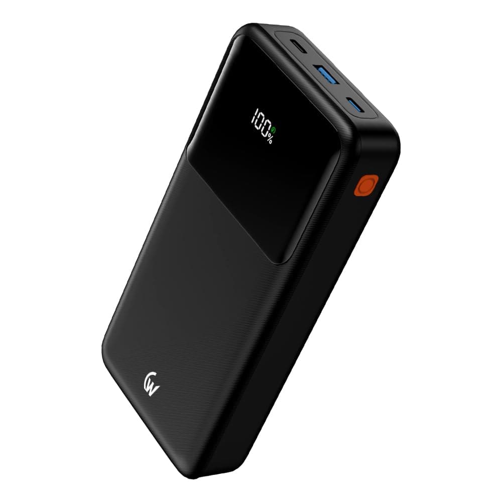 Wireless Gold 35W Fast Charging 20000mAh Power Bank for Type-C Devices (2X USB-C, 1x USB-A) Power Delivery & Quick Charge (Li-Polymer, Black)
