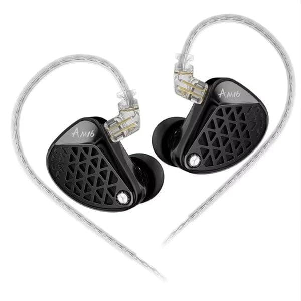 KZ AM16 in-Ear Monitor Earphones, 16-Driver Hi-Fi Wired IEMs, Balanced Tuning, Detachable OFC Silver-Plated Cable, Optional Bluetooth Compatibility Pe...